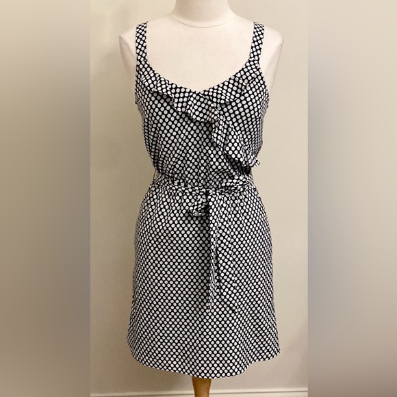 White House Black Market Dresses & Skirts - White House Black Market Black White Retro Polka Dot SZ XS Elegant Ruffle Dress